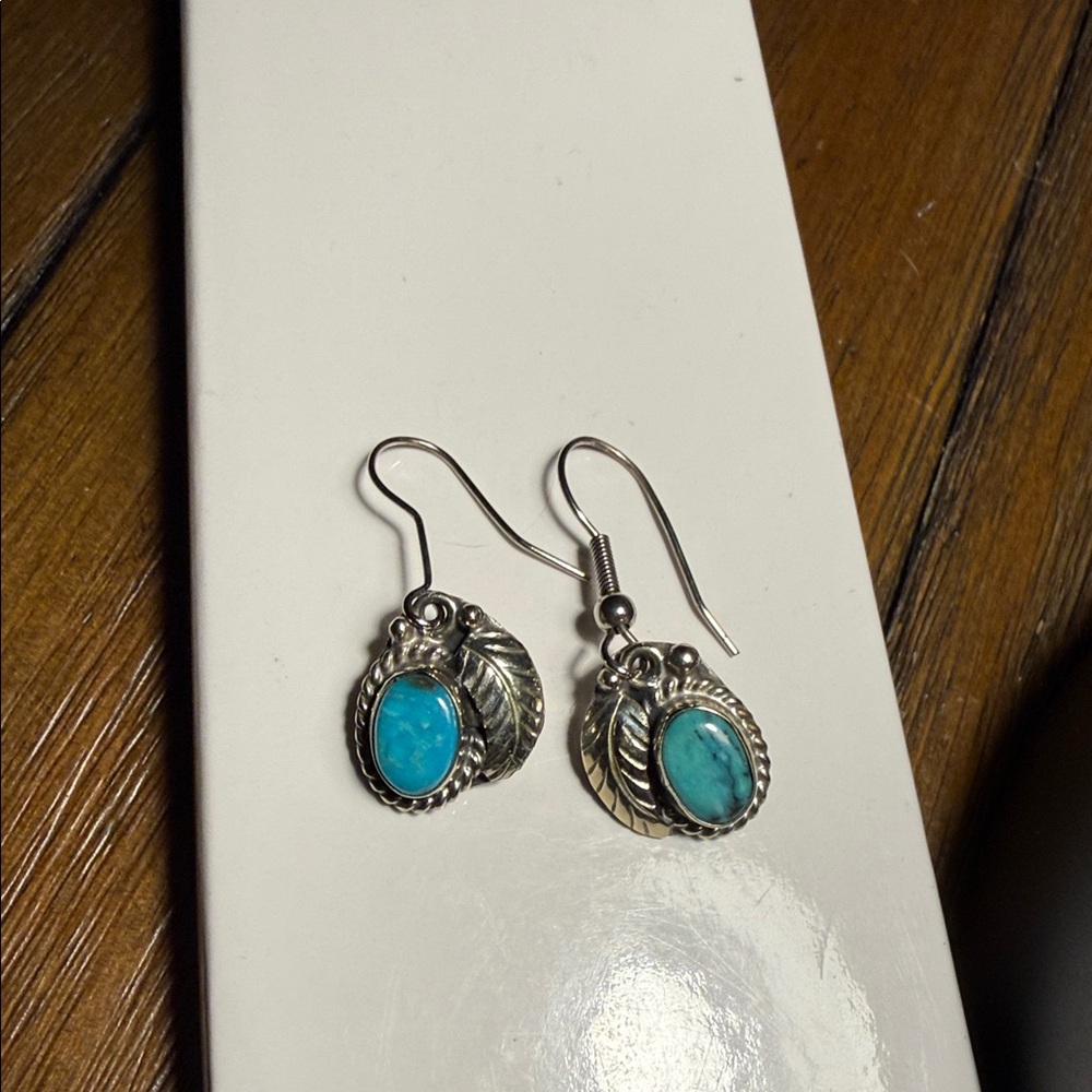 Silver and Turquoise Earrings - Picture 2 of 4